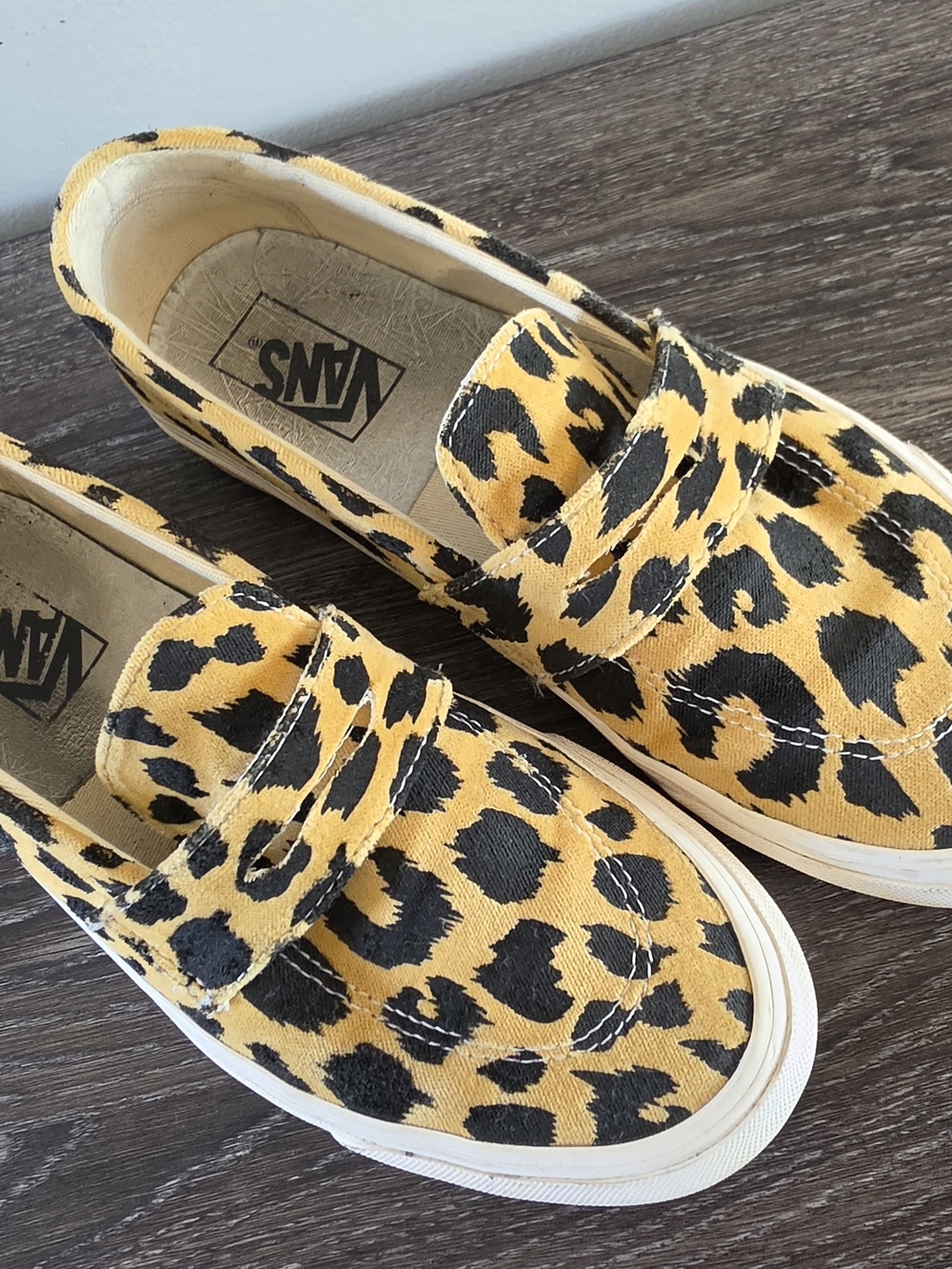 Vans Leopard Print Slip-On Shoes in Yellow/Black